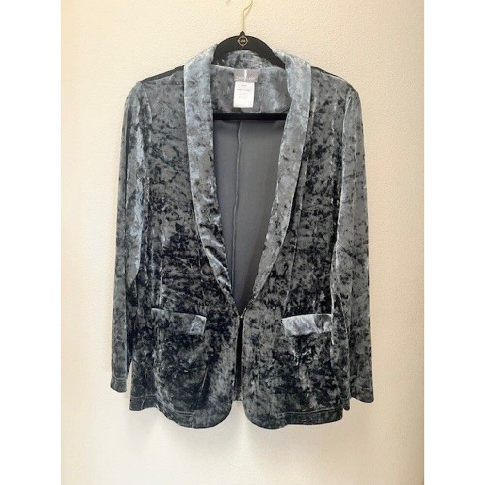 Fair Lady Silver Gray Crushed Velvet Unlined Blazer Size 10
